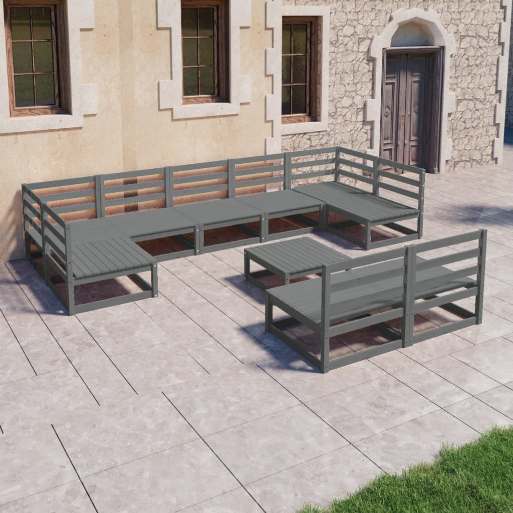 Berkfield 10 Piece Garden Lounge Set Solid Wood Pine