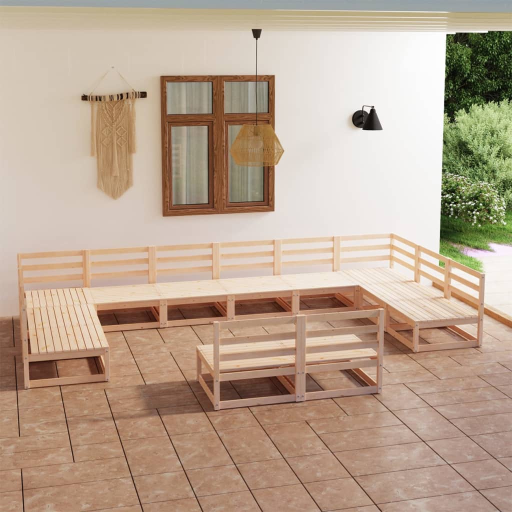 Berkfield 12 Piece Garden Lounge Set Solid Wood Pine