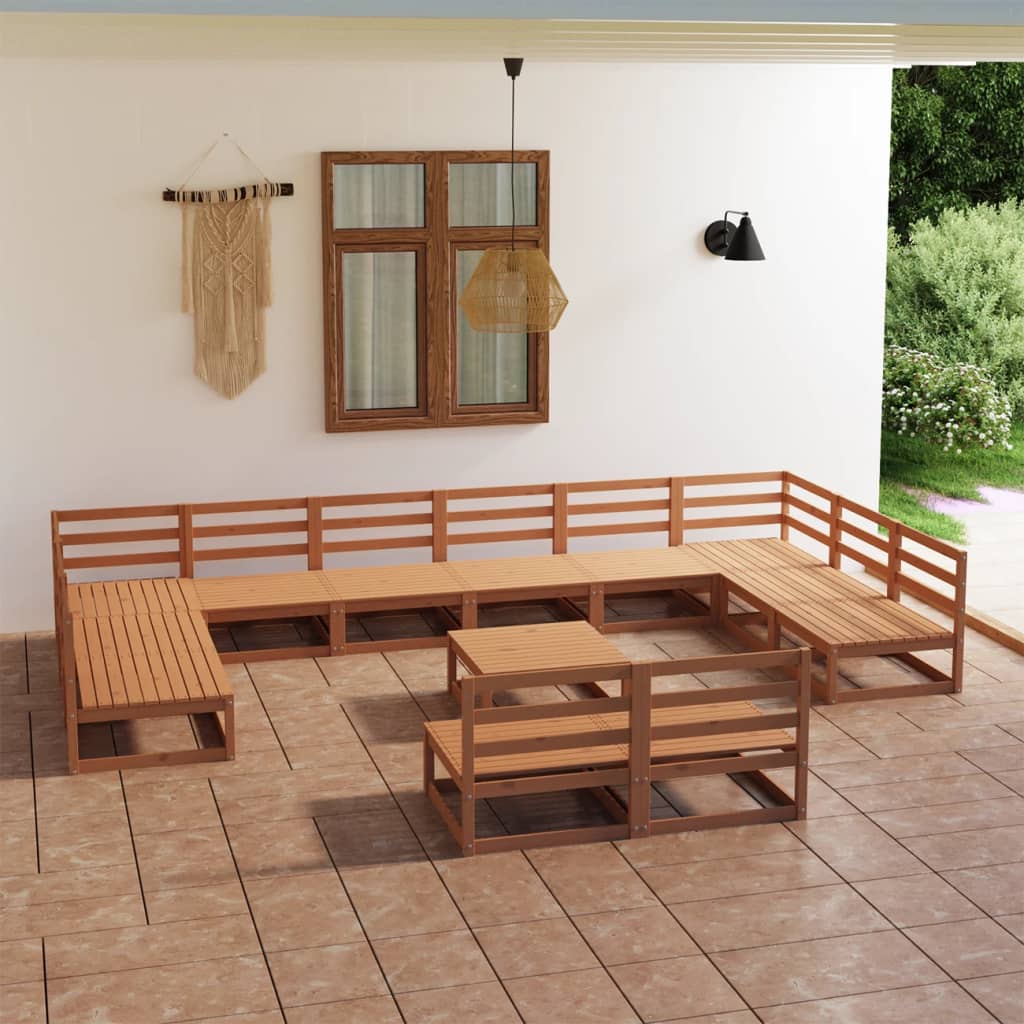 Berkfield 13 Piece Garden Lounge Set Solid Pinewood