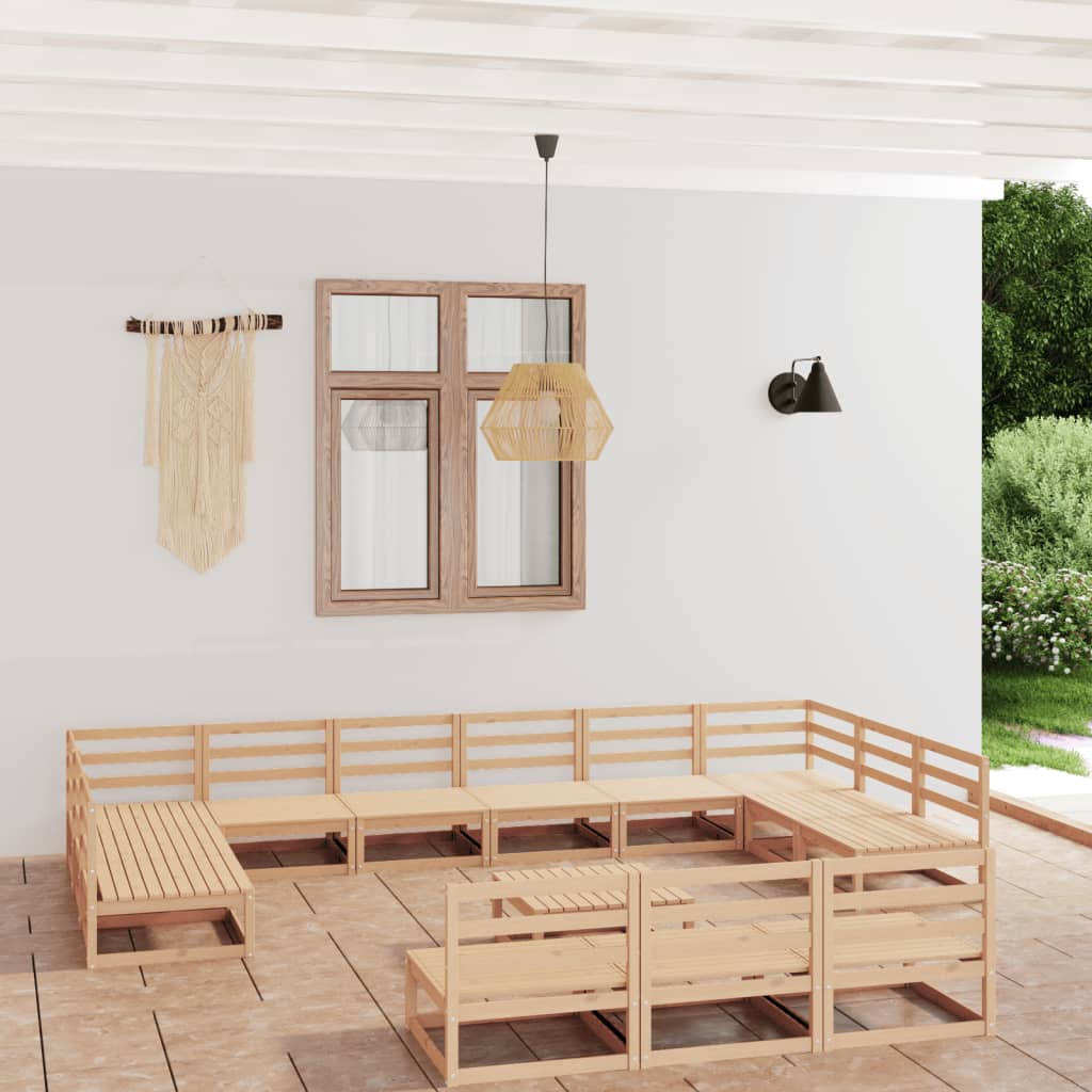 Berkfield 14 Piece Garden Lounge Set Solid Pinewood