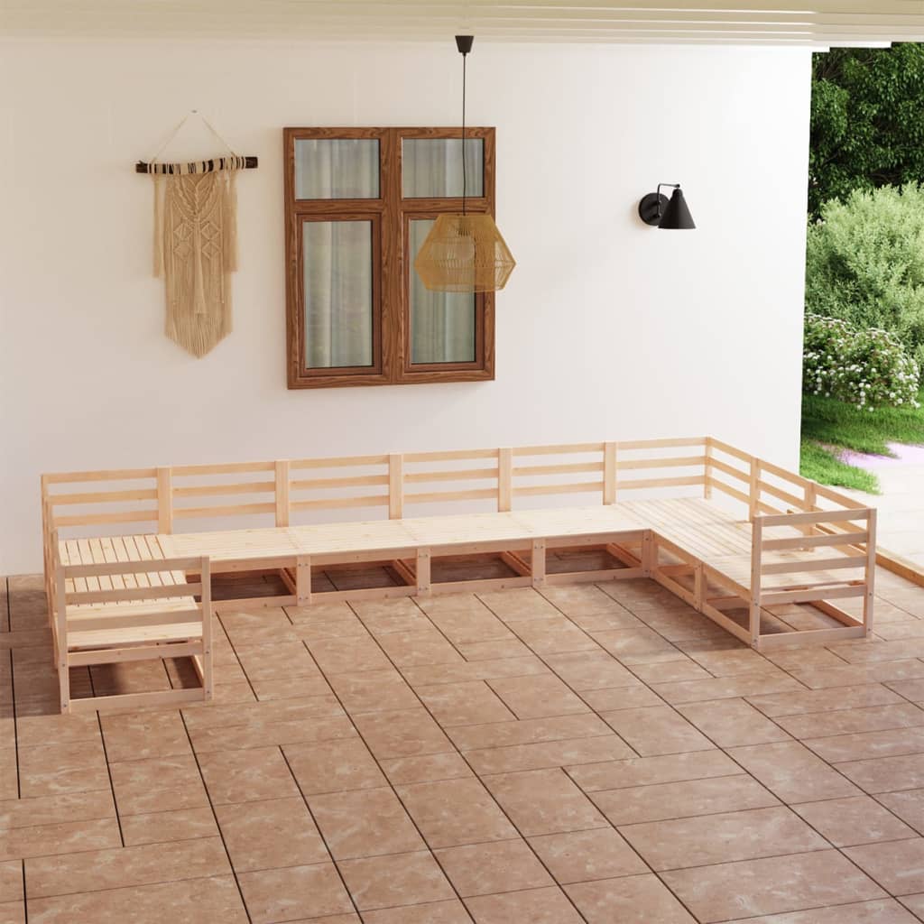 Berkfield 10 Piece Garden Lounge Set Solid Pinewood