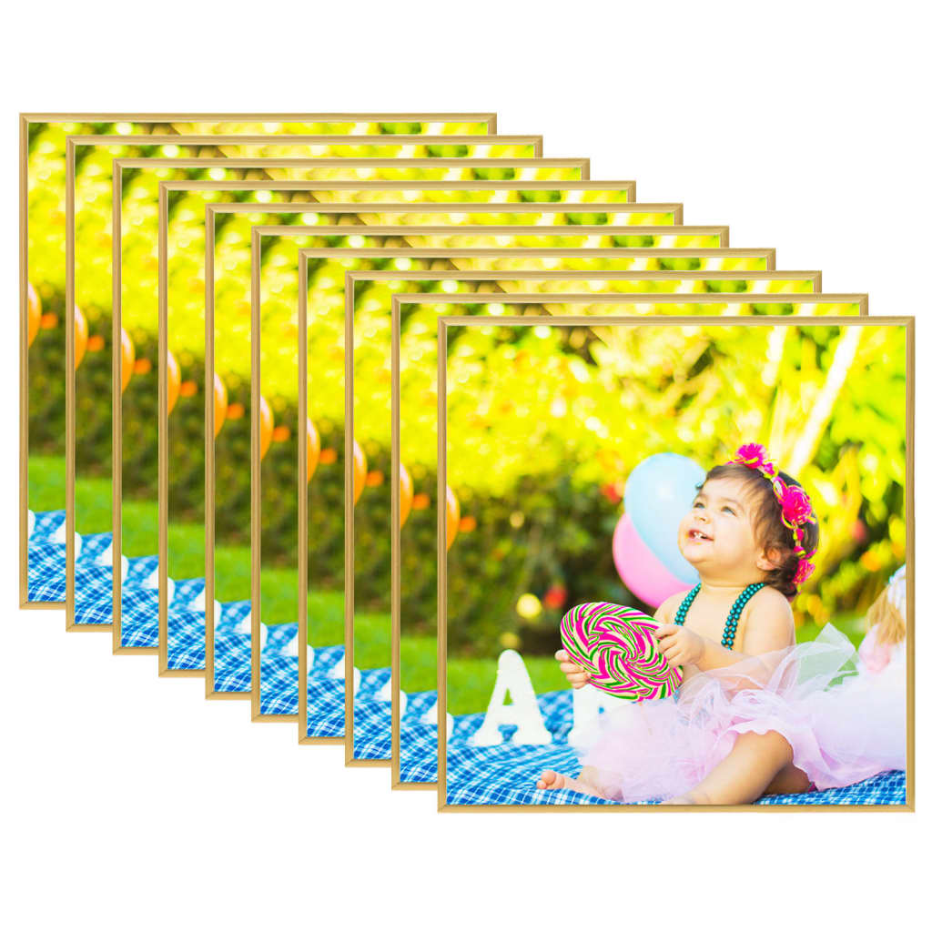 Berkfield Photo Frames Collage 10 pcs for Wall or Table Gold 20x20 cm MDF
