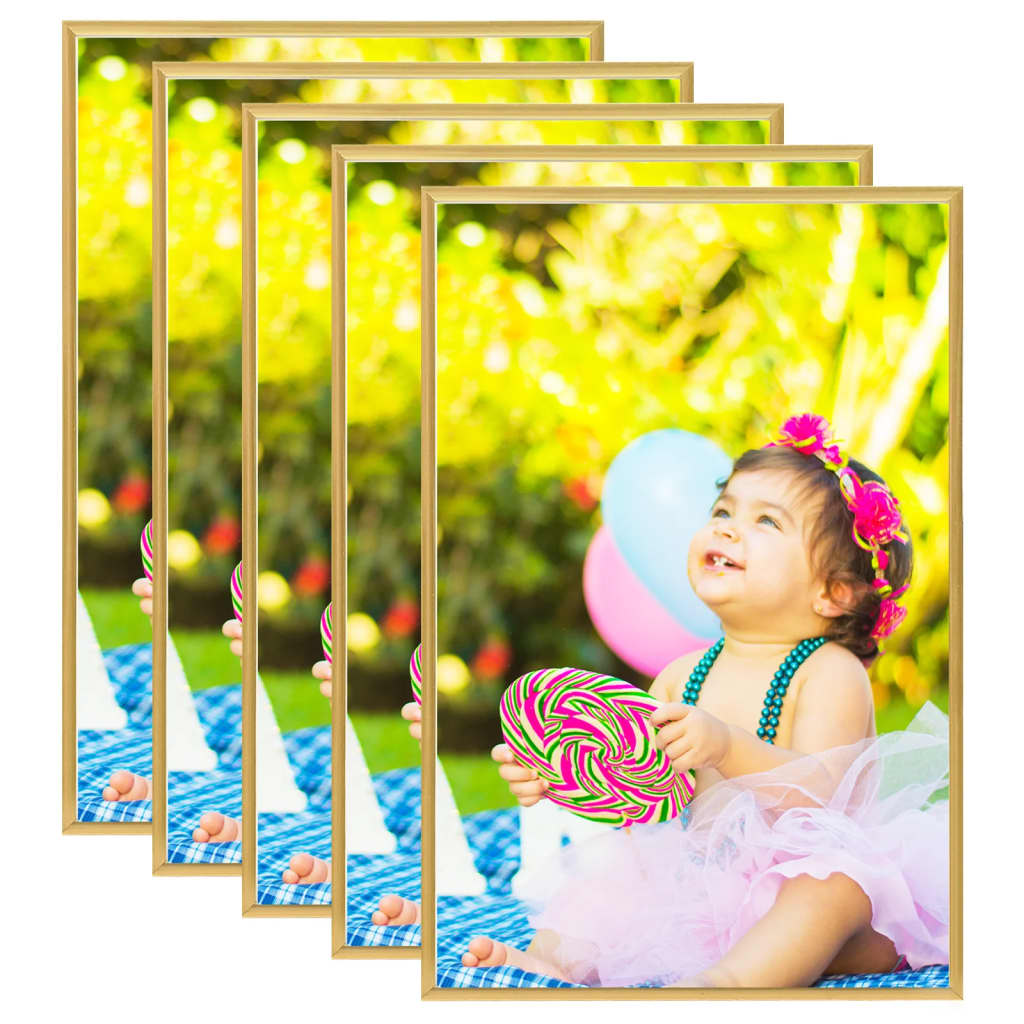 Berkfield Photo Frames Collage 5 pcs for Wall Gold 70x90 cm MDF