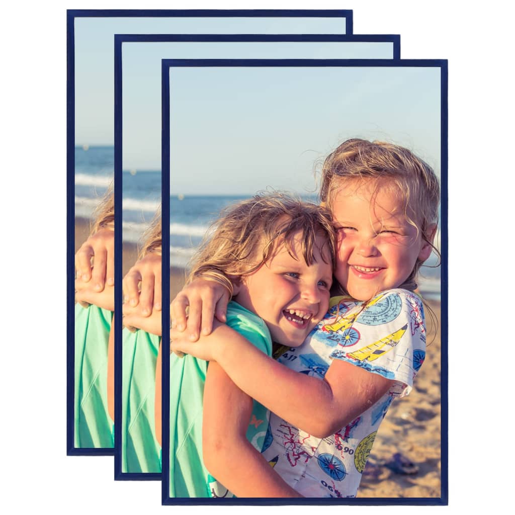 Berkfield Photo Frames Collage 3 pcs for Table Blue 20x25 cm MDF
