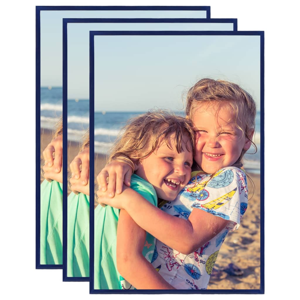Berkfield Photo Frames Collage 3 pcs for Wall or Table Blue 70x90 cm MDF