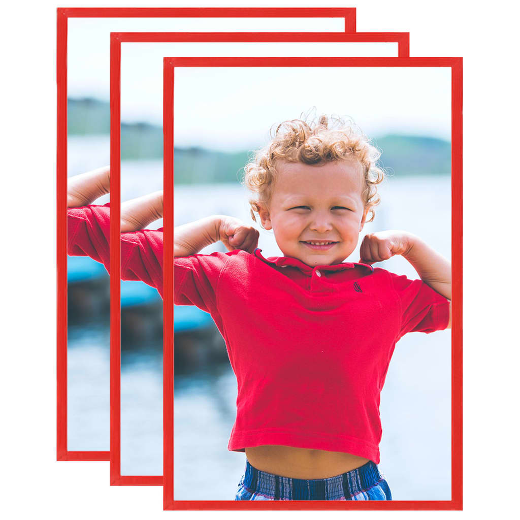 Berkfield Photo Frames Collage 3 pcs for Wall or Table Red 28x35 cm MDF
