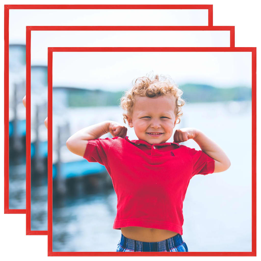 Berkfield Photo Frames Collage 3 pcs for Wall or Table Red 40x40 cm MDF