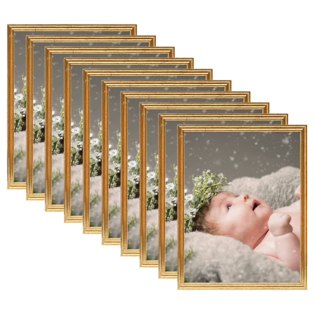 Berkfield Photo Frames Collage 10 pcs for Table Gold 13x18 cm MDF