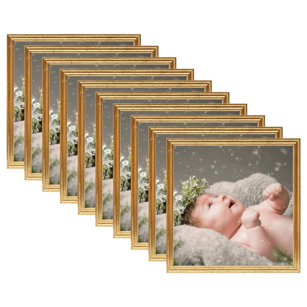 Berkfield Photo Frames Collage 10 pcs for Table Gold 20x20 cm MDF