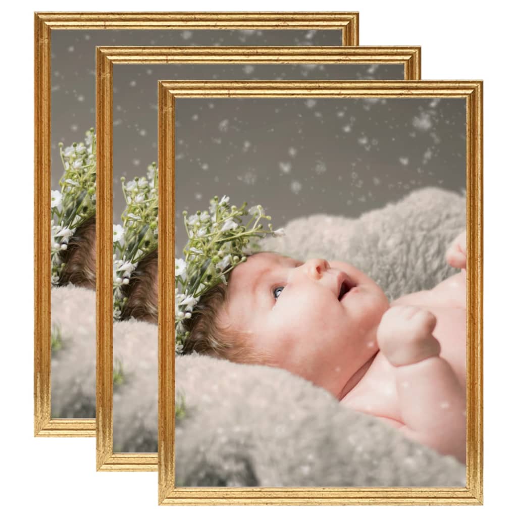 Berkfield Photo Frames Collage 3 pcs for Table Gold 28x35 cm MDF