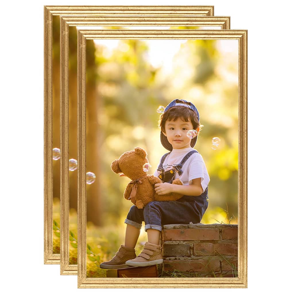 Berkfield Photo Frames Collage 3 pcs for Wall or Table Gold 70x90 cm MDF