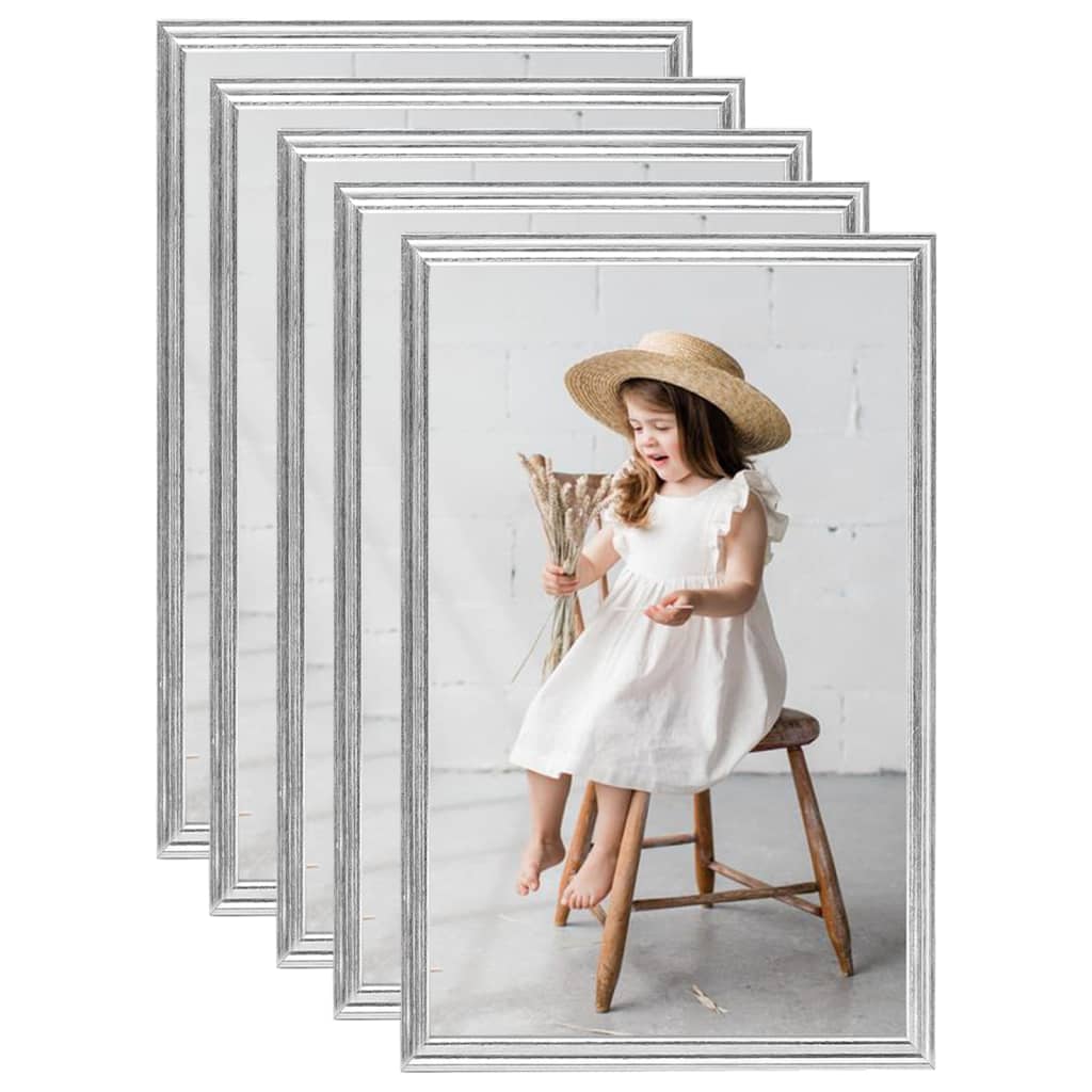 Berkfield Photo Frames Collage 5 pcs for Table Silver 10x15cm MDF