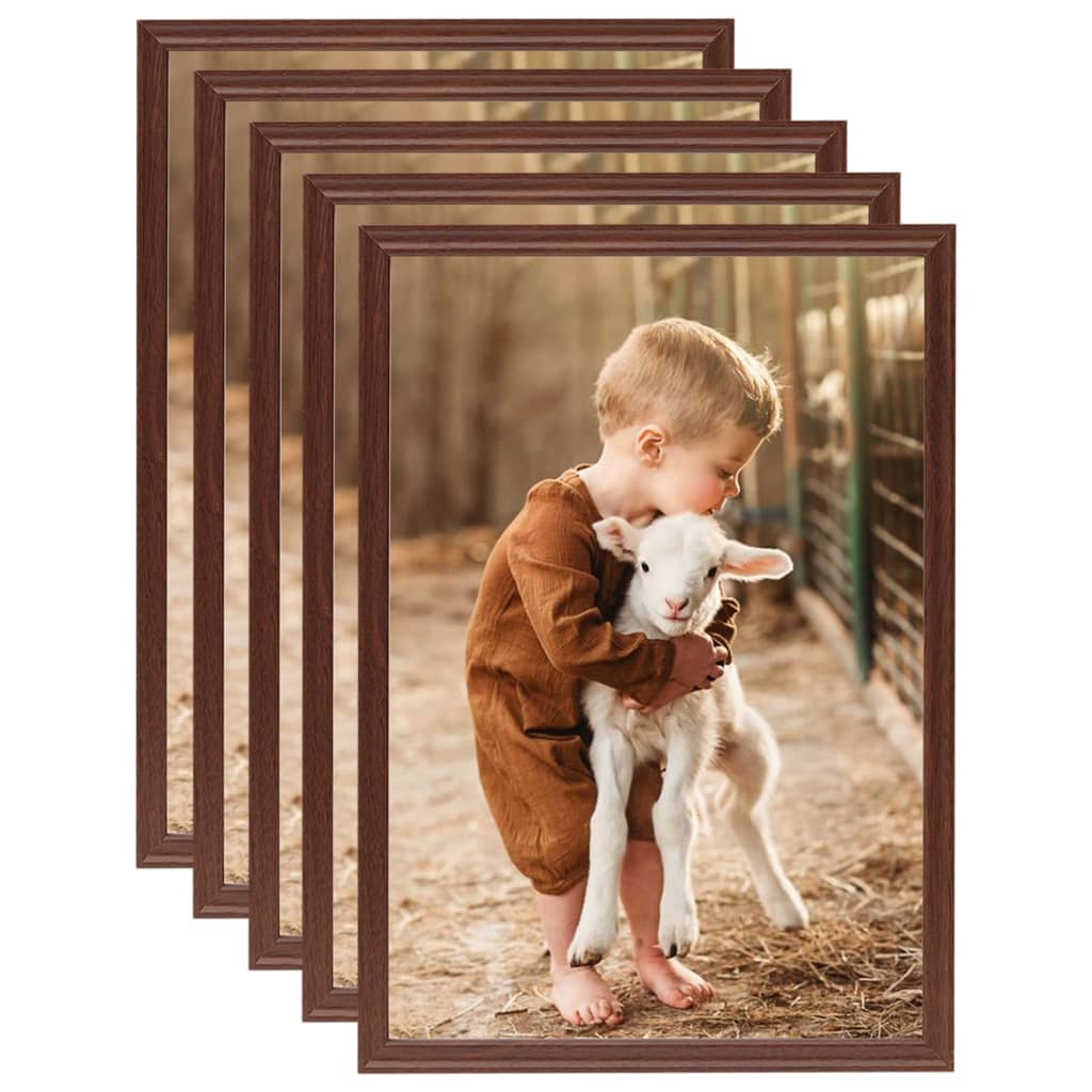 Berkfield Photo Frames Collage 5 pcs for Table Brown 18x24 cm MDF