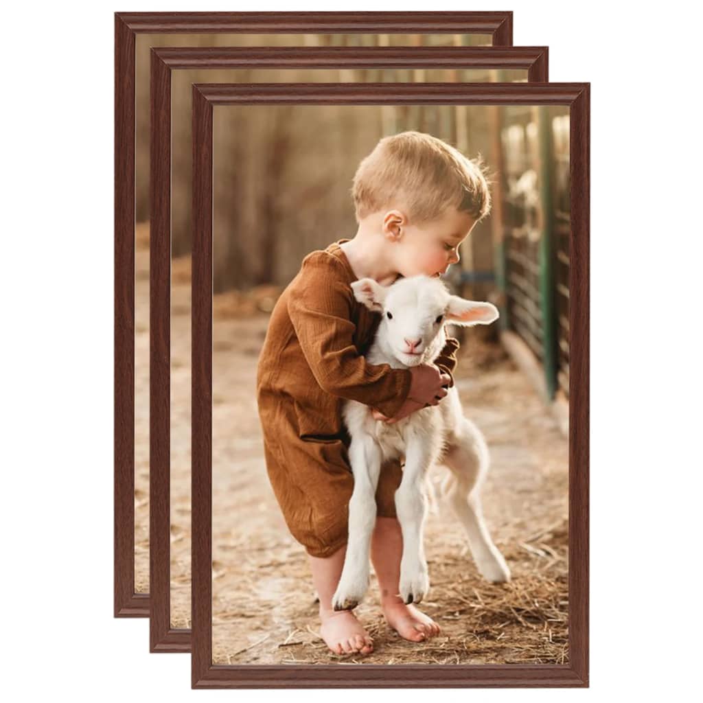 Berkfield Photo Frames Collage 3pcs for Wall or Table Brown 42x59.4cm MDF