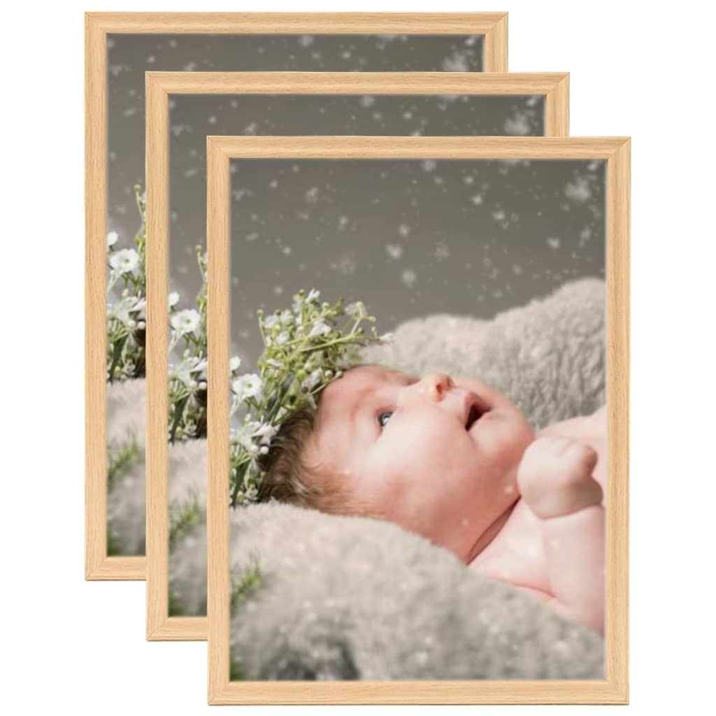Berkfield Photo Frames Collage 3 pcs for Table Light Oak 13x18 cm