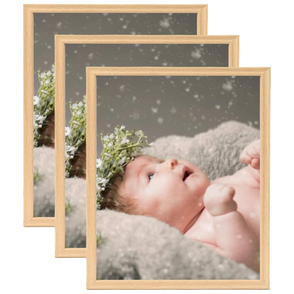 Berkfield Photo Frames Collage 3pcs for Table Light Oak 21x29.7cm