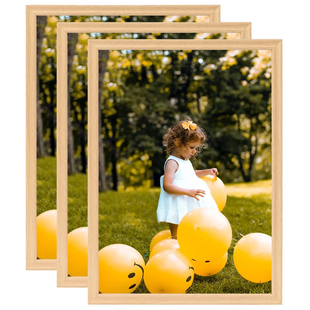 Berkfield Photo Frames Collage 3pcs for Wall Light Oak 42x59.4cm