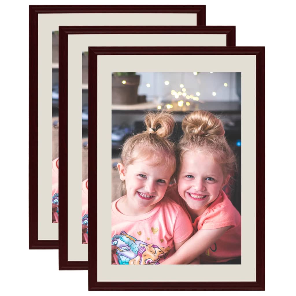 Berkfield Photo Frames Collage 3 pcs for Wall or Table Dark Red 42x59.4 cm
