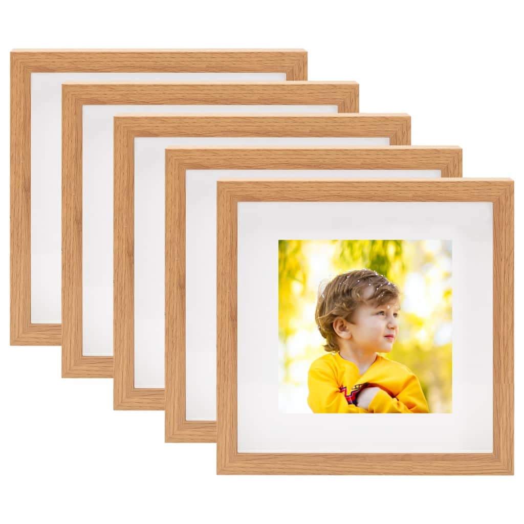 Berkfield 3D Box Photo Frames 5 pcs Oak 23x23 cm for 13x13 cm Picture