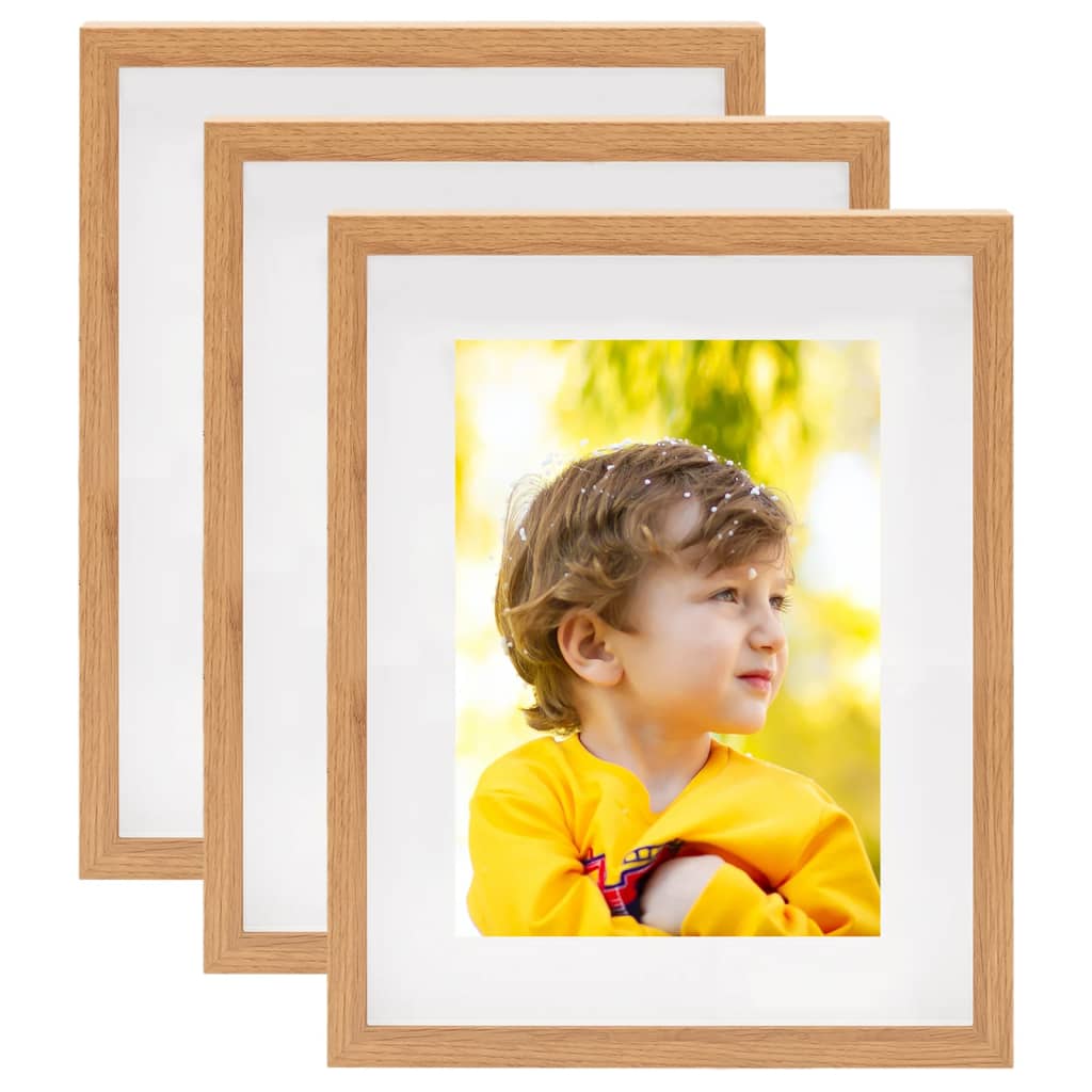 Berkfield 3D Box Photo Frames 3 pcs Oak 21x29.7 cm for 15x20 cm Picture