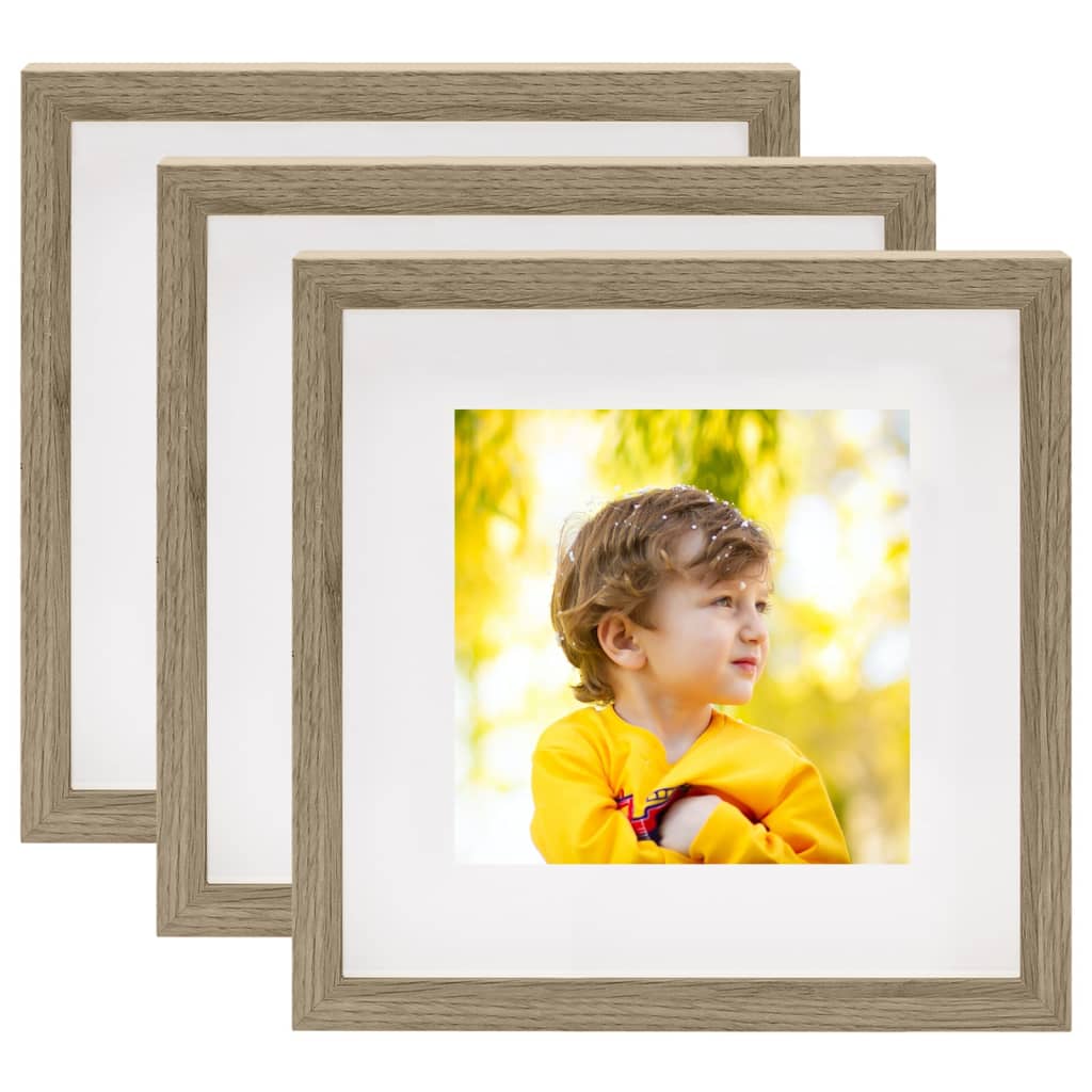 Berkfield 3D Box Photo Frames 3 pcs Dark Wood 23x23cm for 13x13cm Picture
