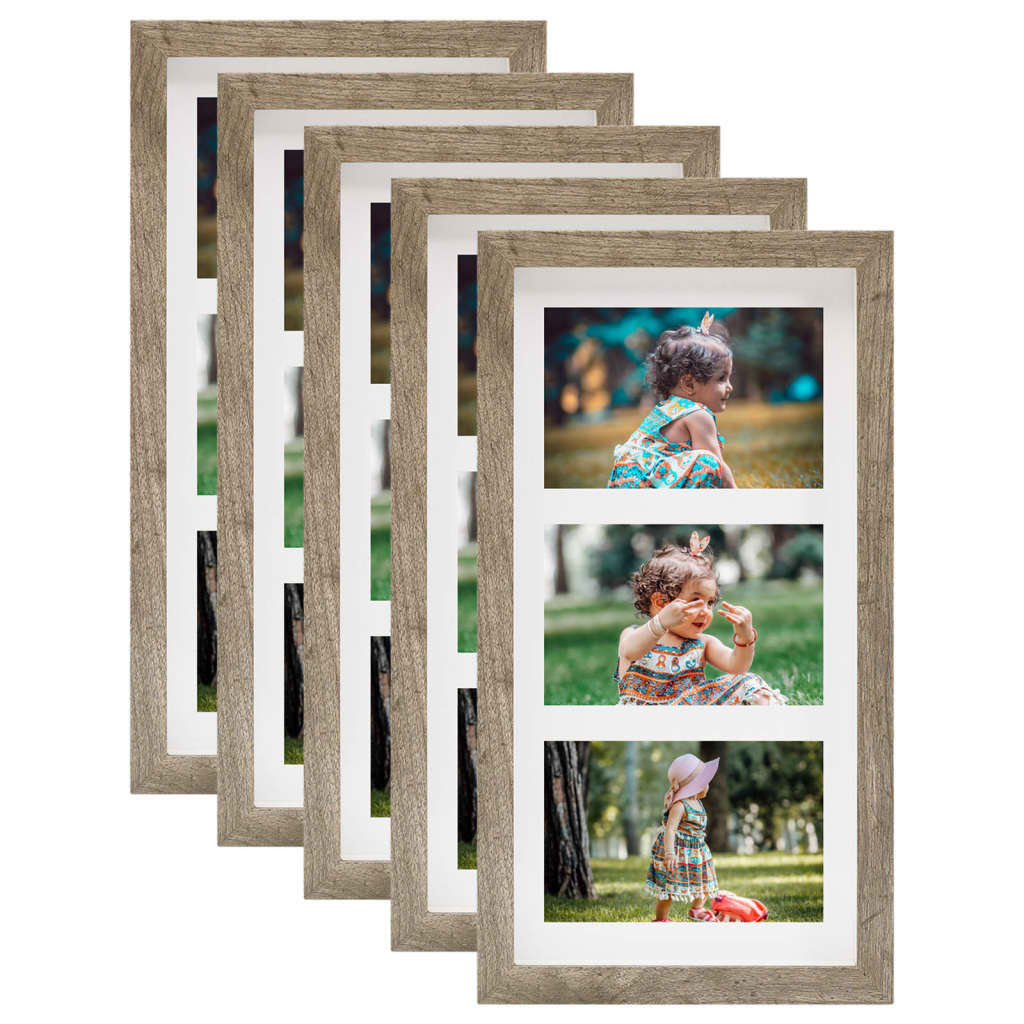 Berkfield 3D Box Photo Frames 5 pcs Dark Wood 18x35cm for 3x
