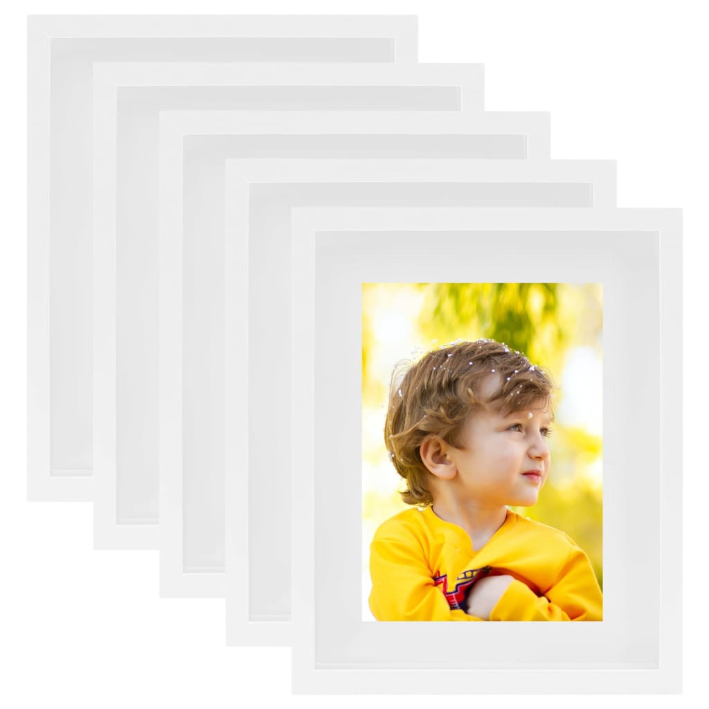 Berkfield 3D Box Photo Frames 5 pcs White 21x29.7 cm for 15x20 cm Picture