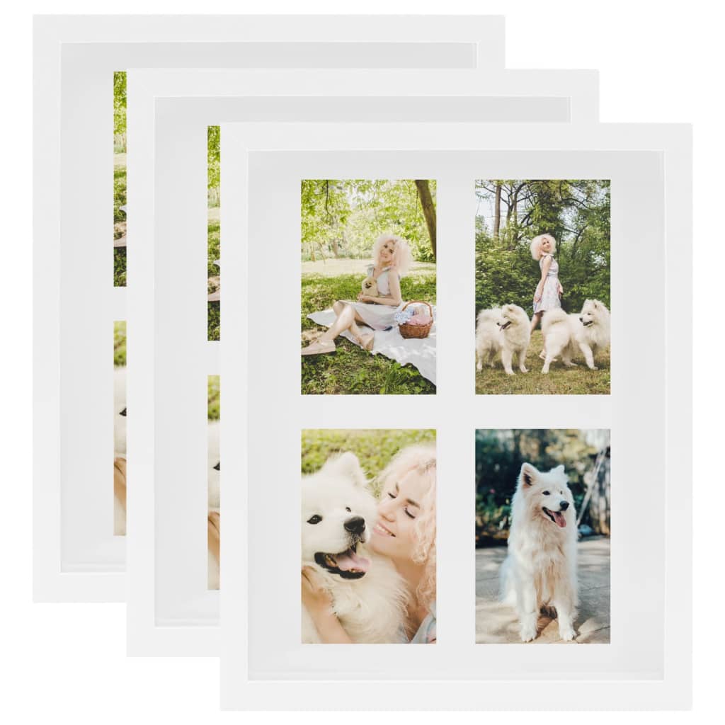 Berkfield 3D Box Photo Frames 3 pcs White 28x35 cm for 4x