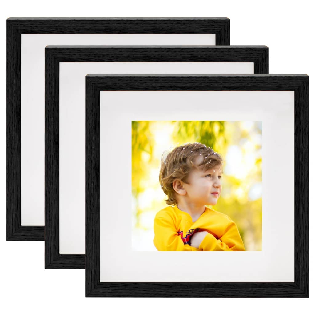 Berkfield 3D Box Photo Frames 3 pcs Black 28x28 cm for 20x20 cm Picture