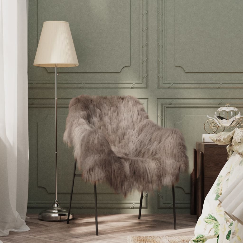 Berkfield Icelandic Sheepskin Chair Cover Taupe 70x110 cm