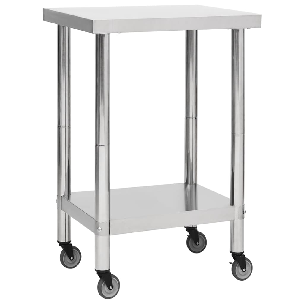 Berkfield Kitchen Work Table with Wheels 60x60x85 cm Stainless Steel