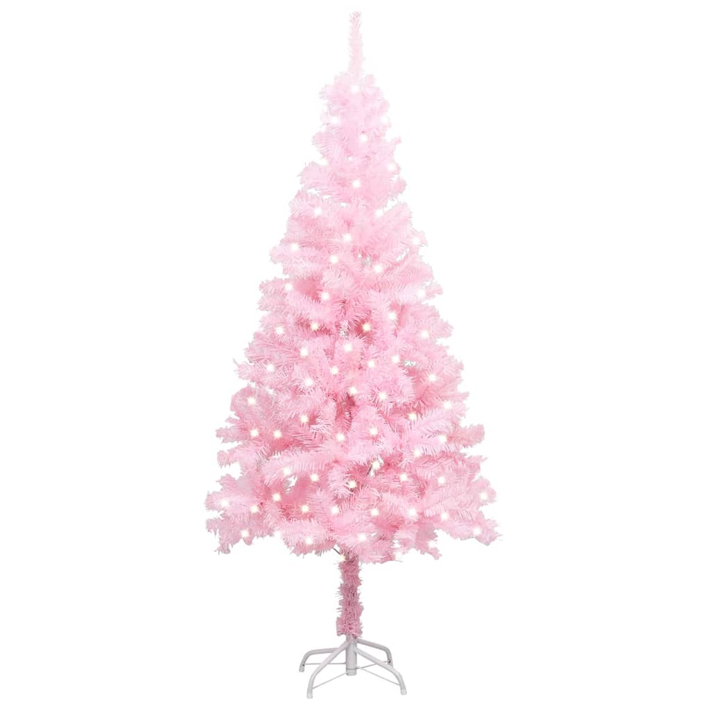 Berkfield Artificial Christmas Tree with LEDs&Stand Pink 240 cm PVC