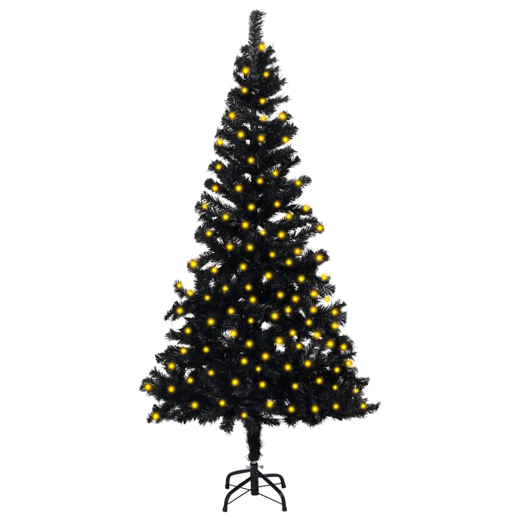 Berkfield Artificial Christmas Tree with LEDs&Stand Black 150 cm PVC