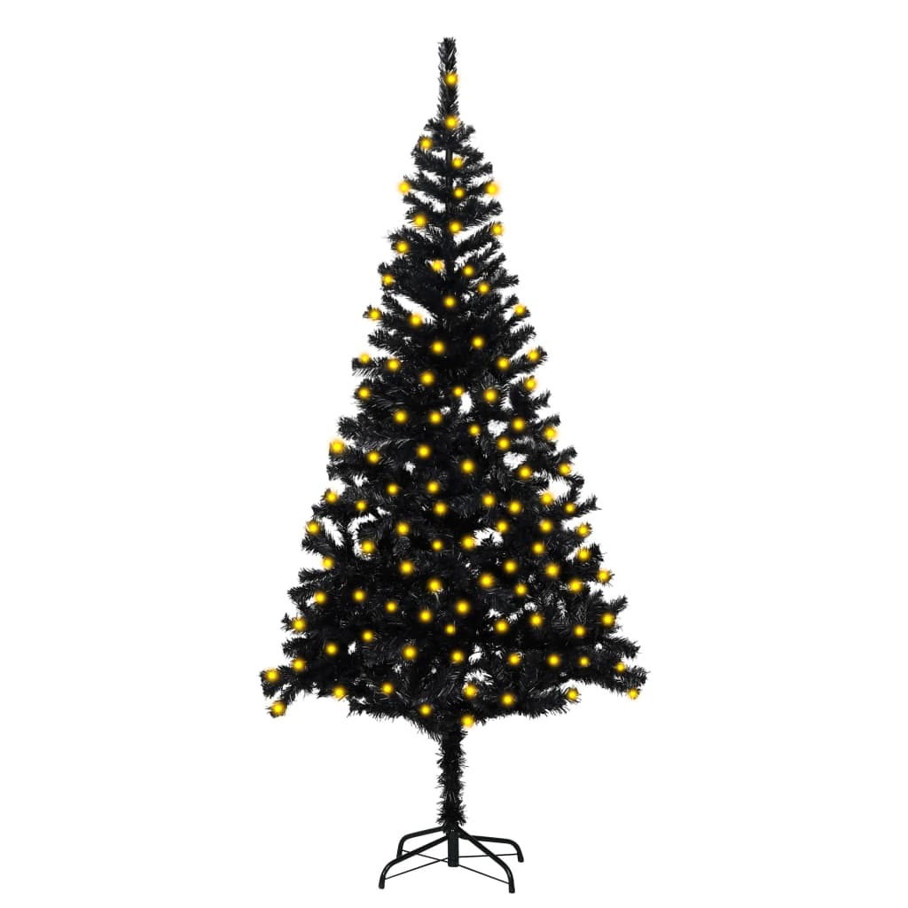 Berkfield Artificial Christmas Tree with LEDs&Stand Black 180 cm PVC