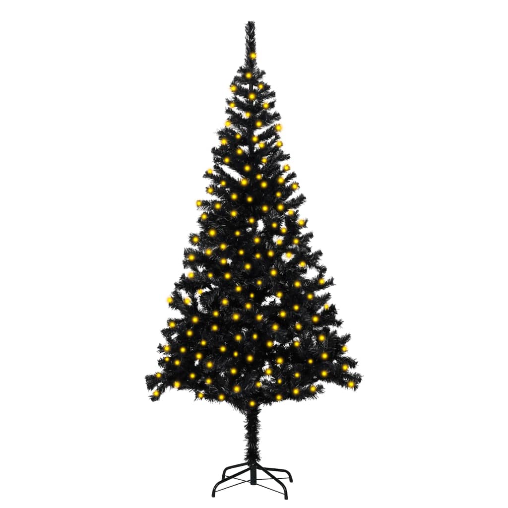 Berkfield Artificial Christmas Tree with LEDs&Stand Black 210 cm PVC
