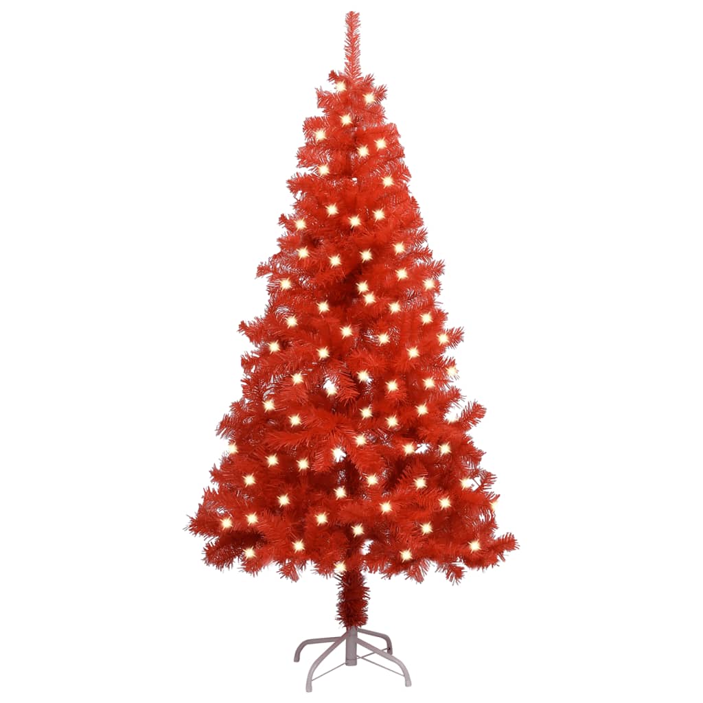 Berkfield Artificial Christmas Tree with LEDs&Stand Red 120 cm PVC