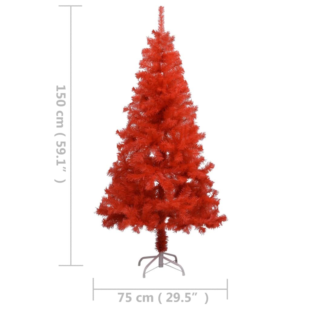 Berkfield Artificial Christmas Tree with LEDs&Stand Red 150 cm PVC
