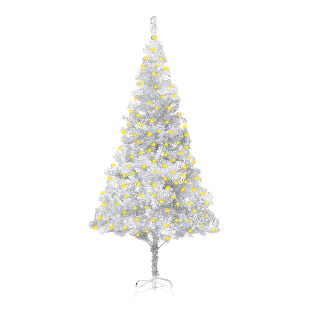 Berkfield Artificial Christmas Tree with LEDs&Stand Silver 180 cm PET