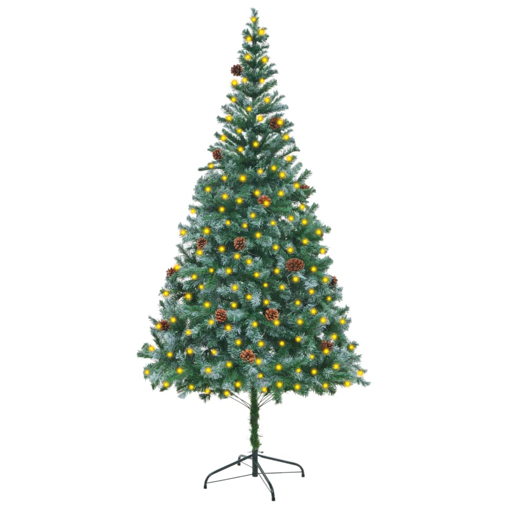 Berkfield Artificial Christmas Tree with LEDs&Pinecones 210 cm