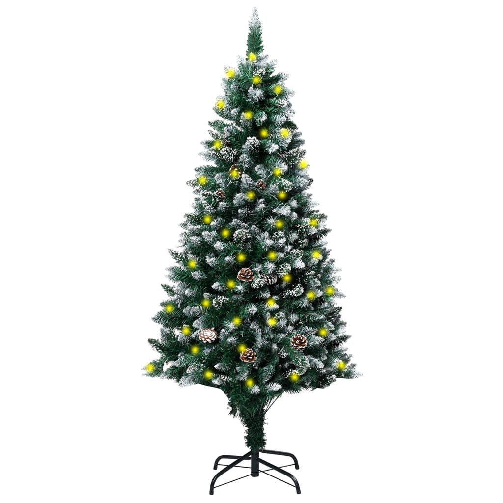 Berkfield Artificial Christmas Tree LEDs&Pine Cones&White Snow 180 cm