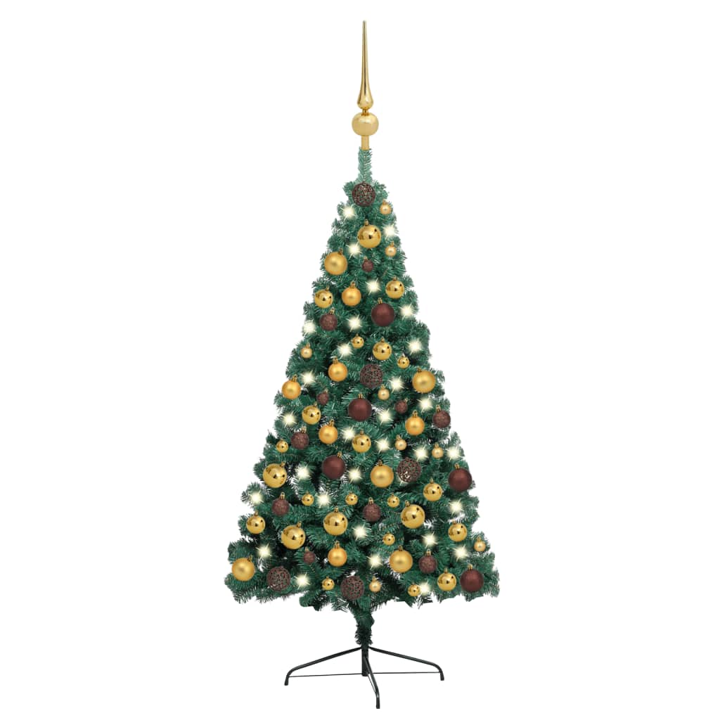Berkfield Artificial Half Christmas Tree with LEDs&Ball Set Green 150 cm