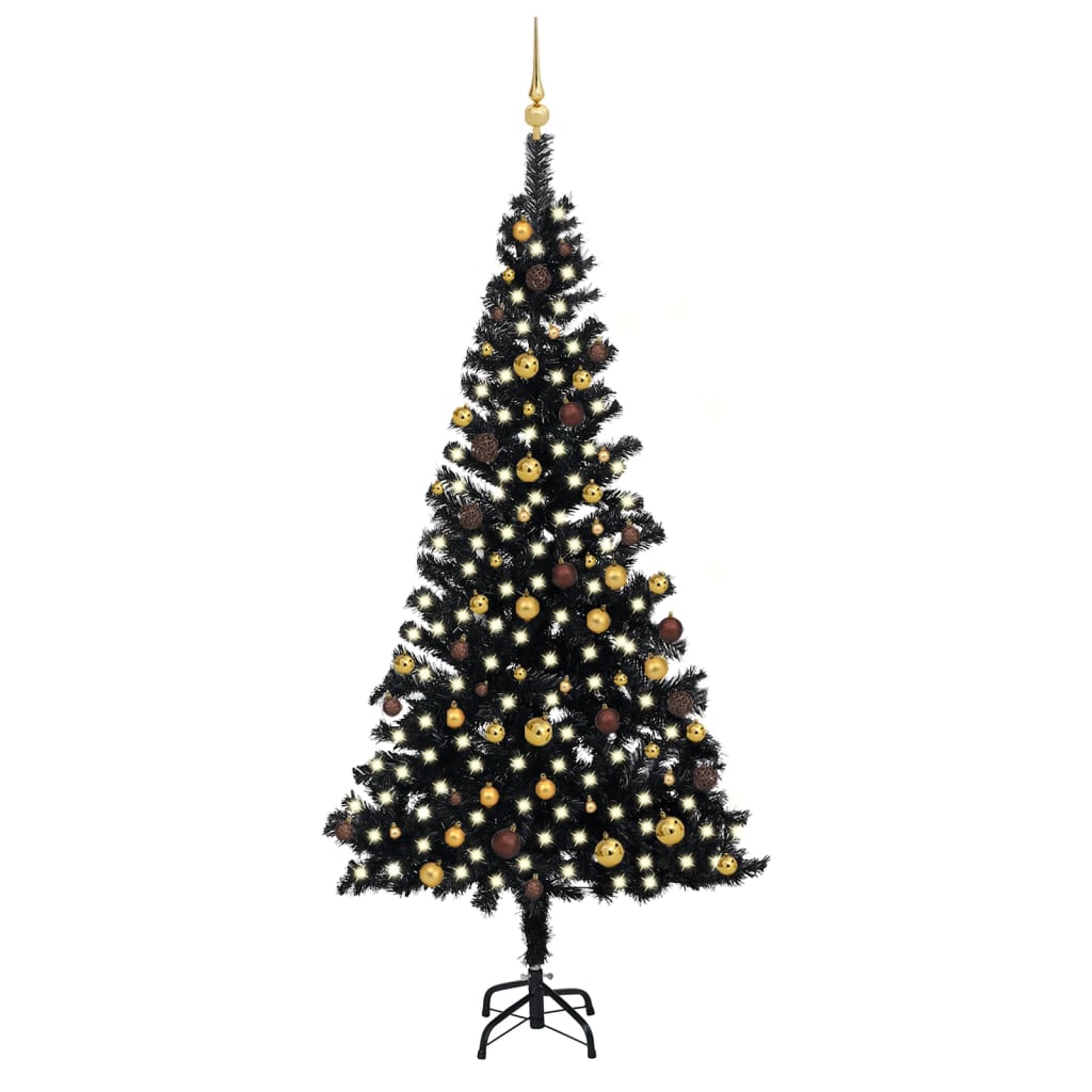 Berkfield Artificial Christmas Tree with LEDs&Ball Set Black 240 cm PVC