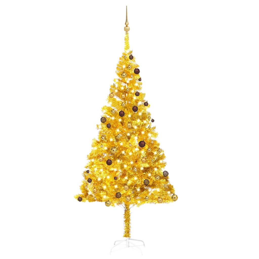 Berkfield Artificial Christmas Tree with LEDs&Ball Set Gold 240 cm PET