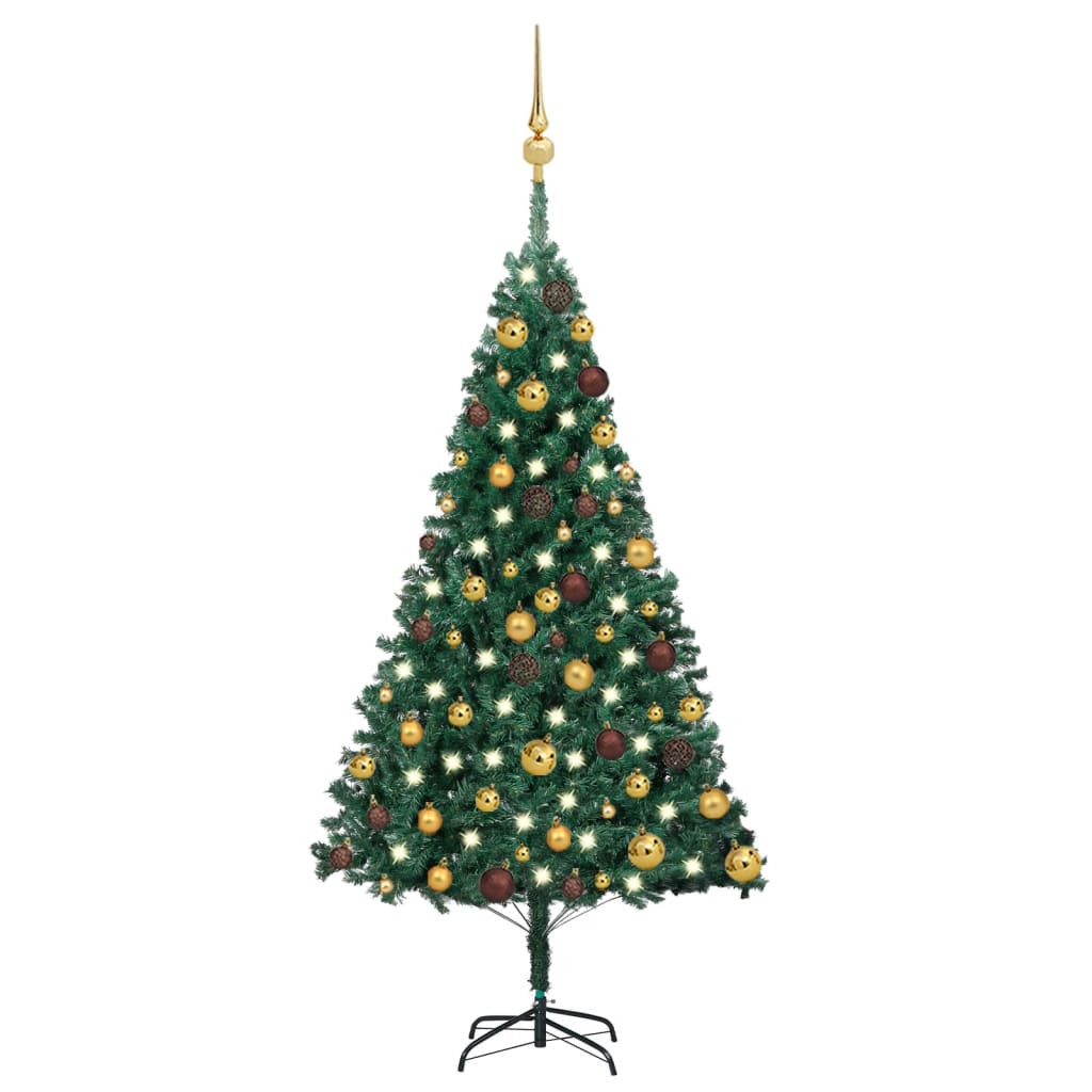 Berkfield Artificial Christmas Tree with LEDs&Ball Set Green 120 cm PVC
