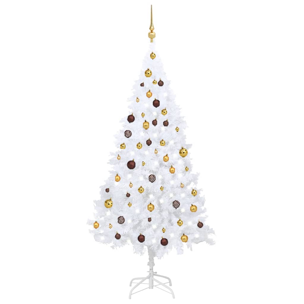 Berkfield Artificial Christmas Tree with LEDs&Ball Set White 180 cm PVC