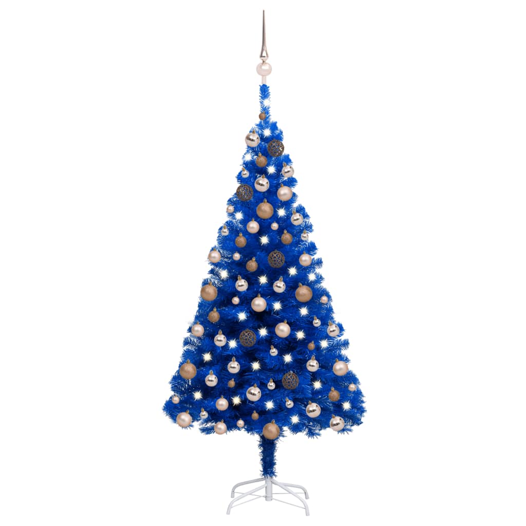 Berkfield Artificial Christmas Tree with LEDs&Ball Set Blue 180 cm PVC