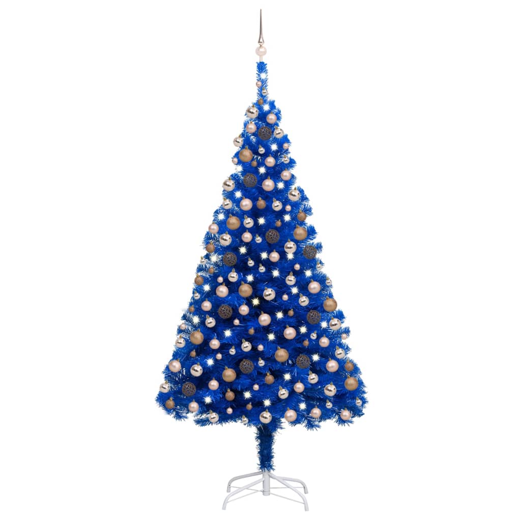Berkfield Artificial Christmas Tree with LEDs&Ball Set Blue 240 cm PVC
