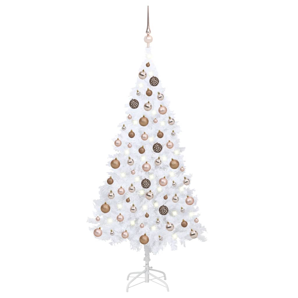 Berkfield Artificial Christmas Tree with LEDs&Ball Set White 150 cm PVC