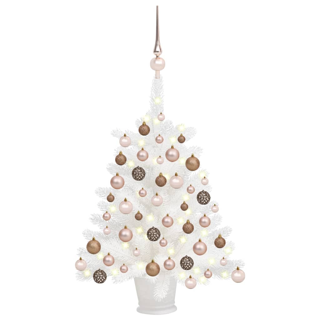 Berkfield Artificial Christmas Tree with LEDs&Ball Set White 65 cm