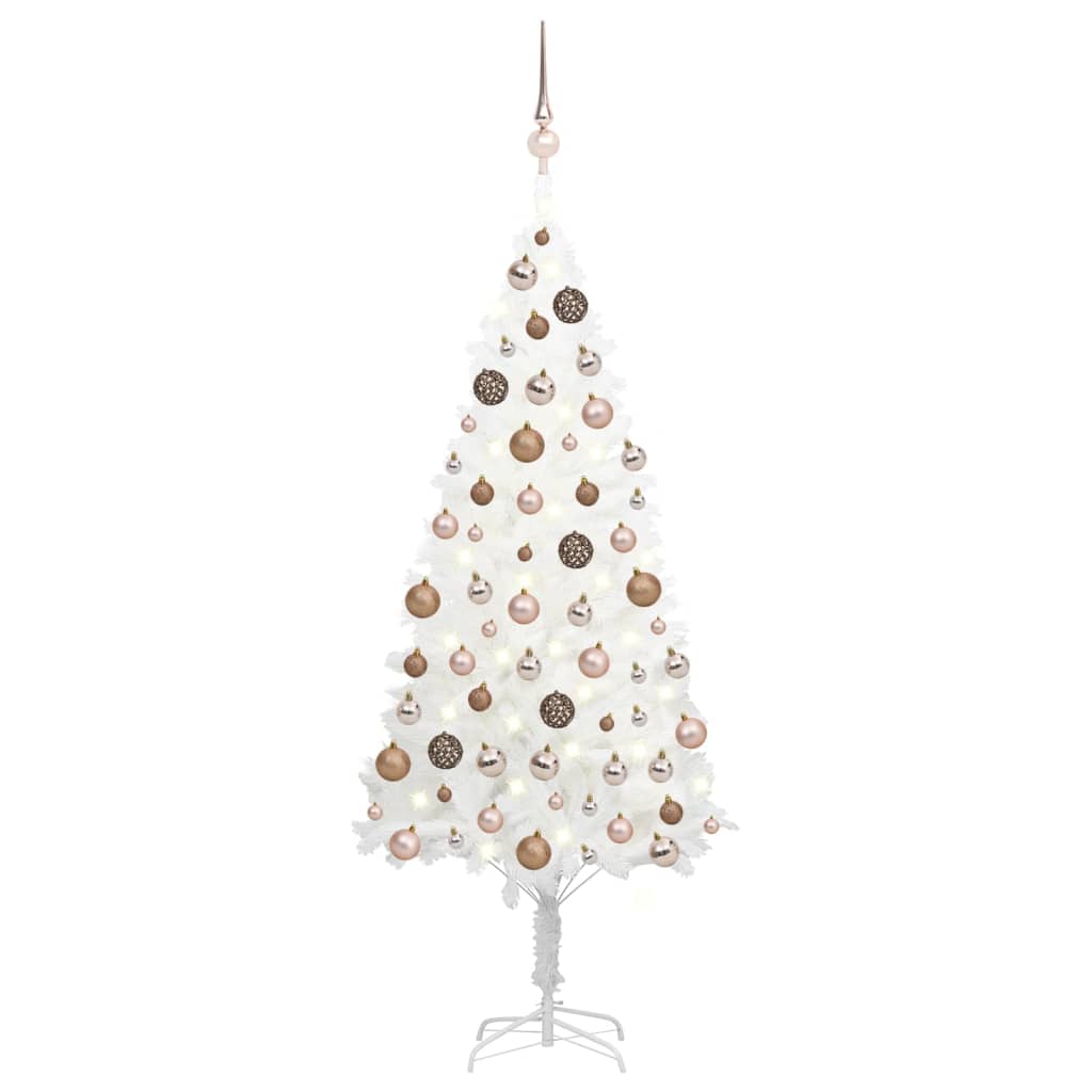 Berkfield Artificial Christmas Tree with LEDs&Ball Set White 180 cm